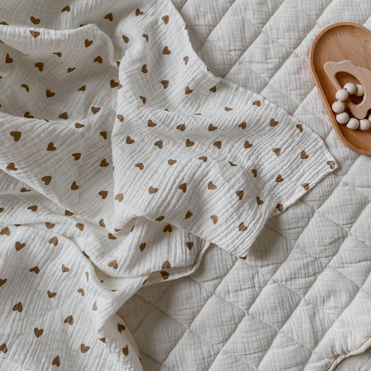 The Love Heart Muslin Blanket Swaddle