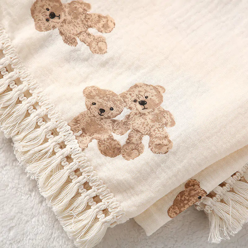 Cute Bear Muslin Cotton Baby Blanket