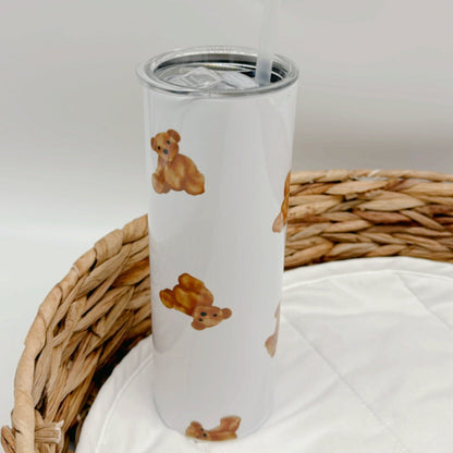 Cozy Bear Drink Tumbler Flask Straw Included