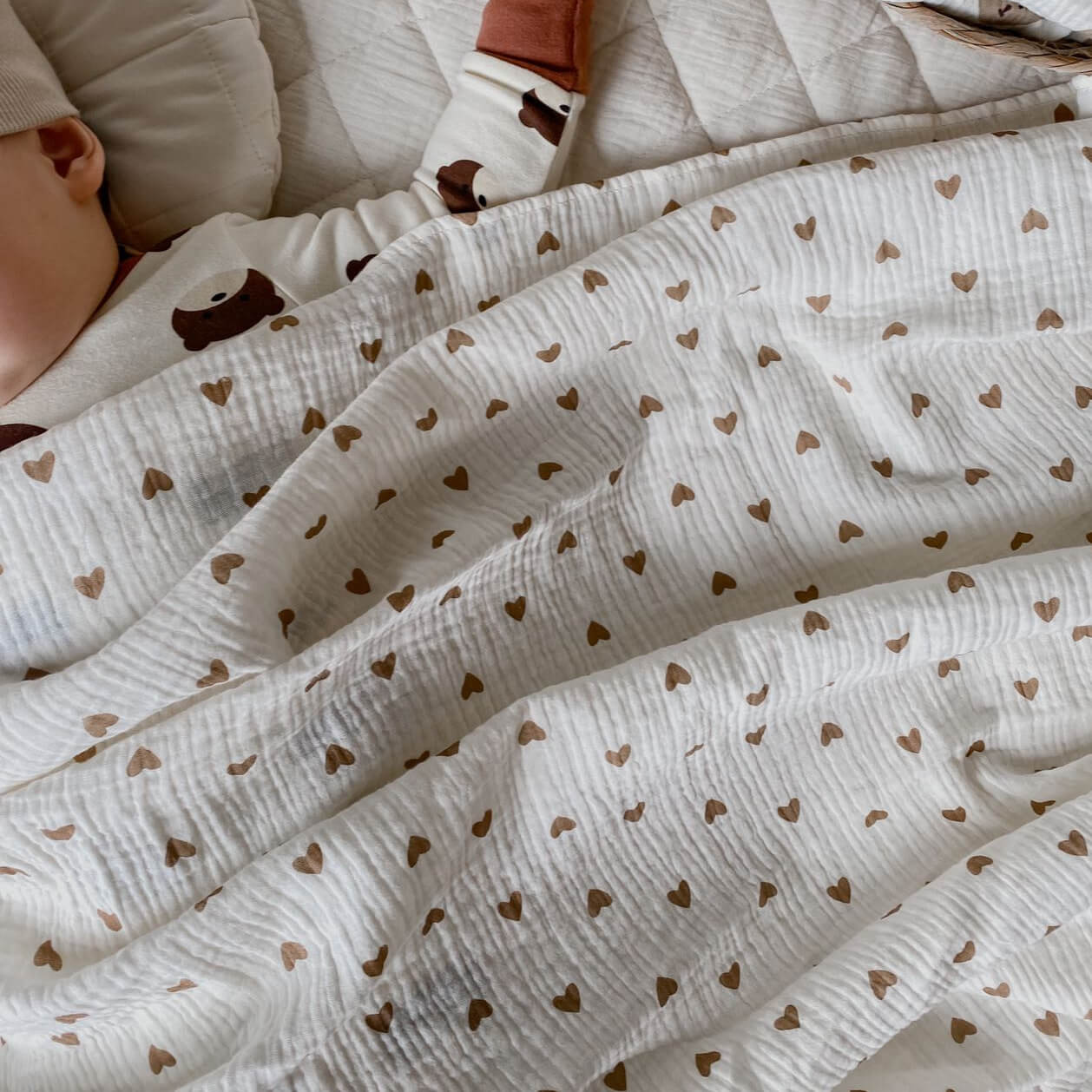 The Love Heart Muslin Blanket Swaddle