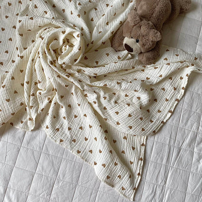 The Love Heart Muslin Blanket Swaddle