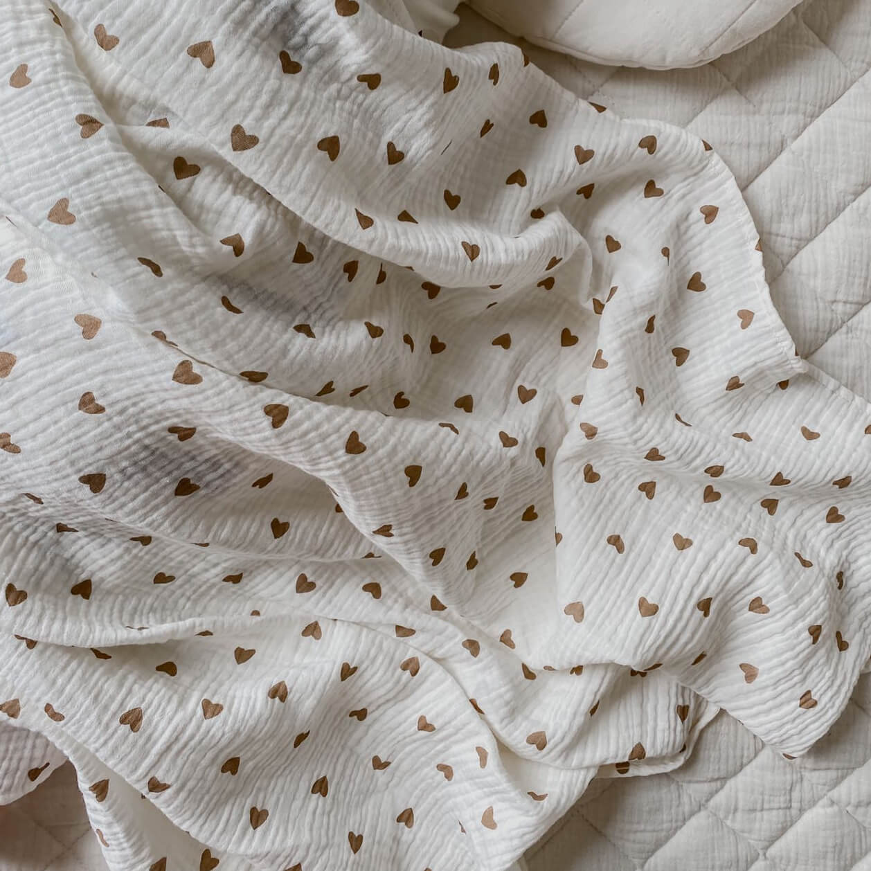 The Love Heart Muslin Blanket Swaddle