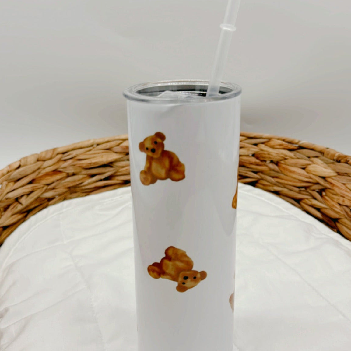 Cozy Bear Drink Tumbler Flask Straw Included