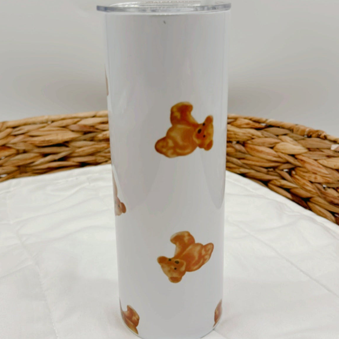 Cozy Bear Drink Tumbler Flask Straw Included