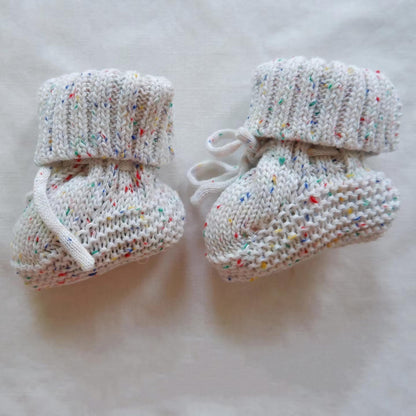 Speckle Knit Booties 100% Cotton