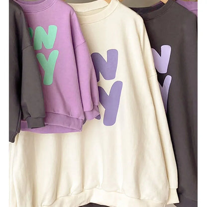 Mother and Kids Hoodie Letter Print