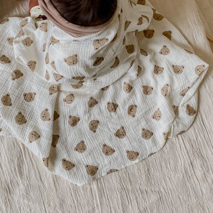 The Happy Bear Muslin Blanket Swaddle