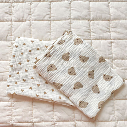 The Happy Bear Muslin Blanket Swaddle