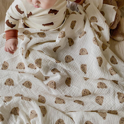 The Happy Bear Muslin Blanket Swaddle