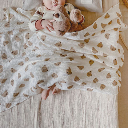 The Happy Bear Muslin Blanket Swaddle