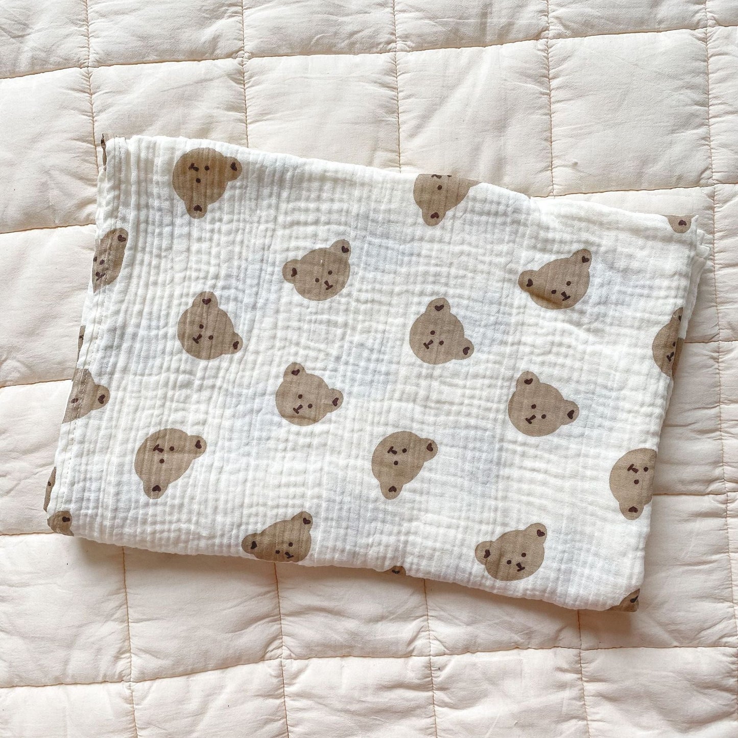 The Happy Bear Muslin Blanket Swaddle