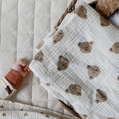 The Happy Bear Muslin Blanket Swaddle