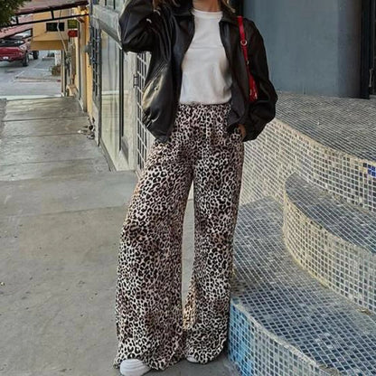 Leopard Print Wide-leg Pants