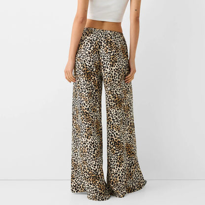 Leopard Print Wide-leg Pants