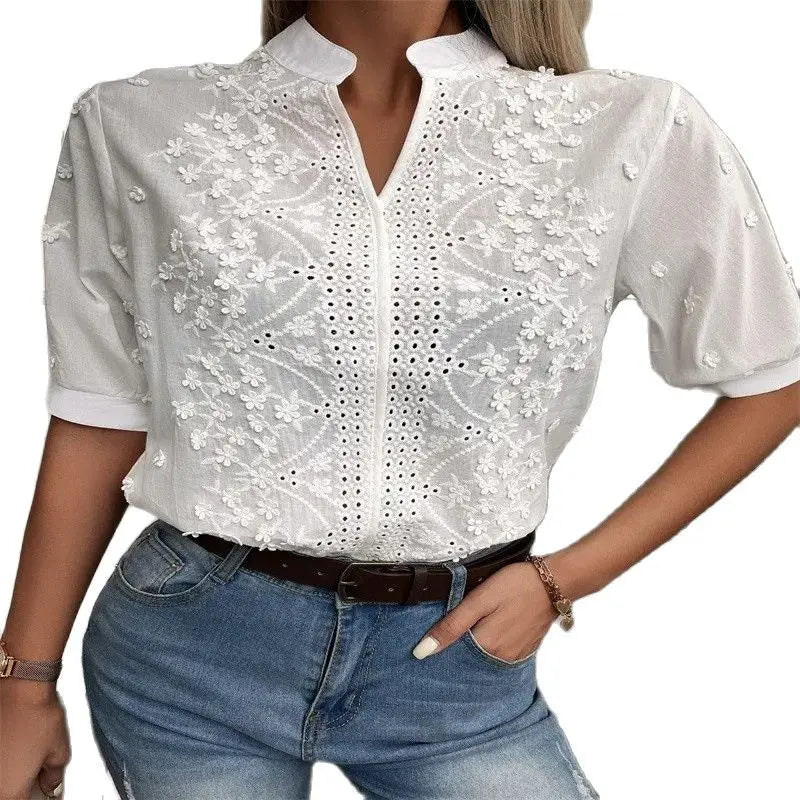 Long Sleeves Crochet Hollow Blouses