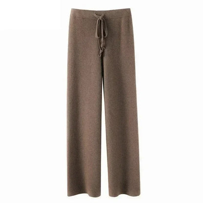 Autumn and Winter New High-waisted Loose Wool Knitted Wide-leg Trousers