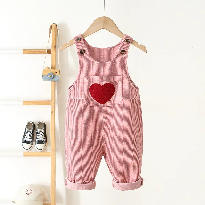 Toddler Sunitted Corduroy Suspenders with Hearts