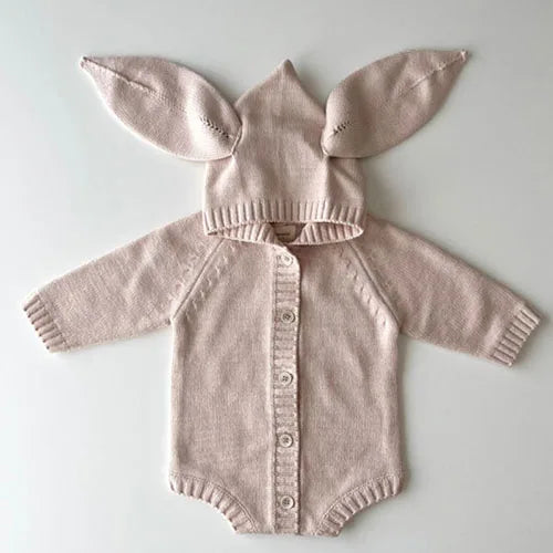 The Pointy Bunny Knitted Hooded Playsuit