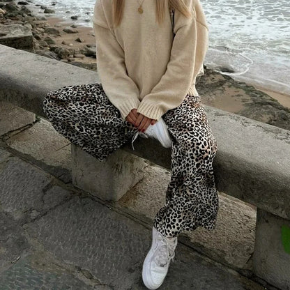 Leopard Print Wide-leg Pants