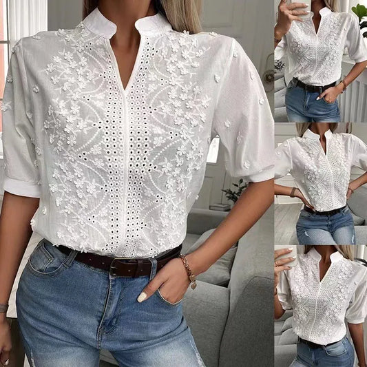 Long Sleeves Crochet Hollow Blouses