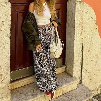 Leopard Print Wide-leg Pants