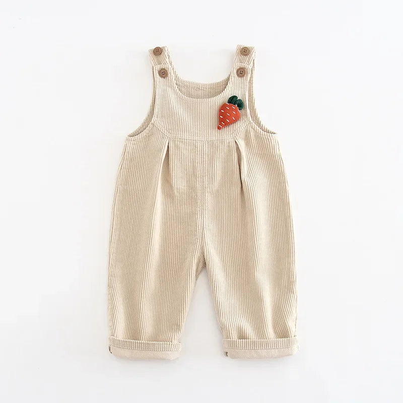 Kids Overalls Corduroy Jumpsuits with Carrot