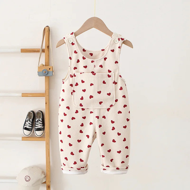 Toddler Sunitted Corduroy Suspenders with Hearts