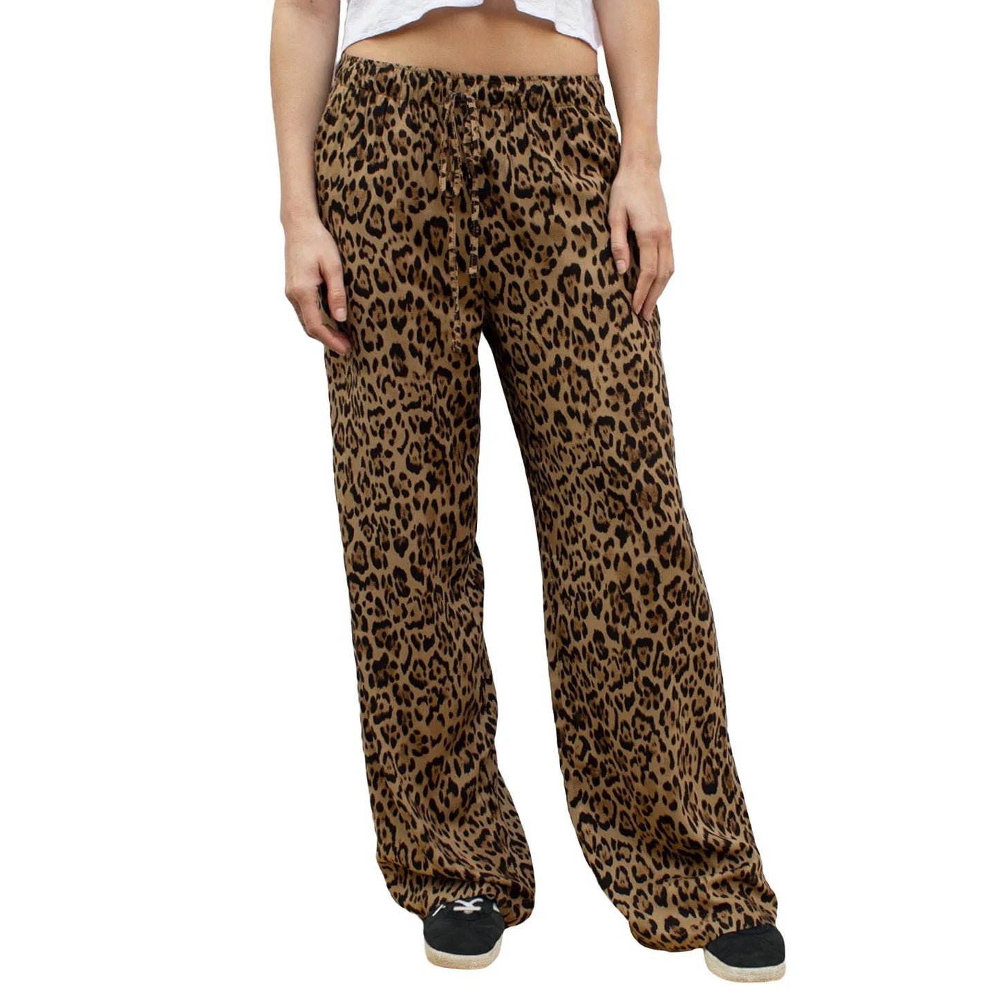 Leopard Print Wide-leg Pants