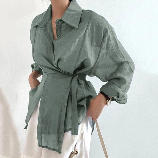 Long Sleeve Solid Loose Blouse