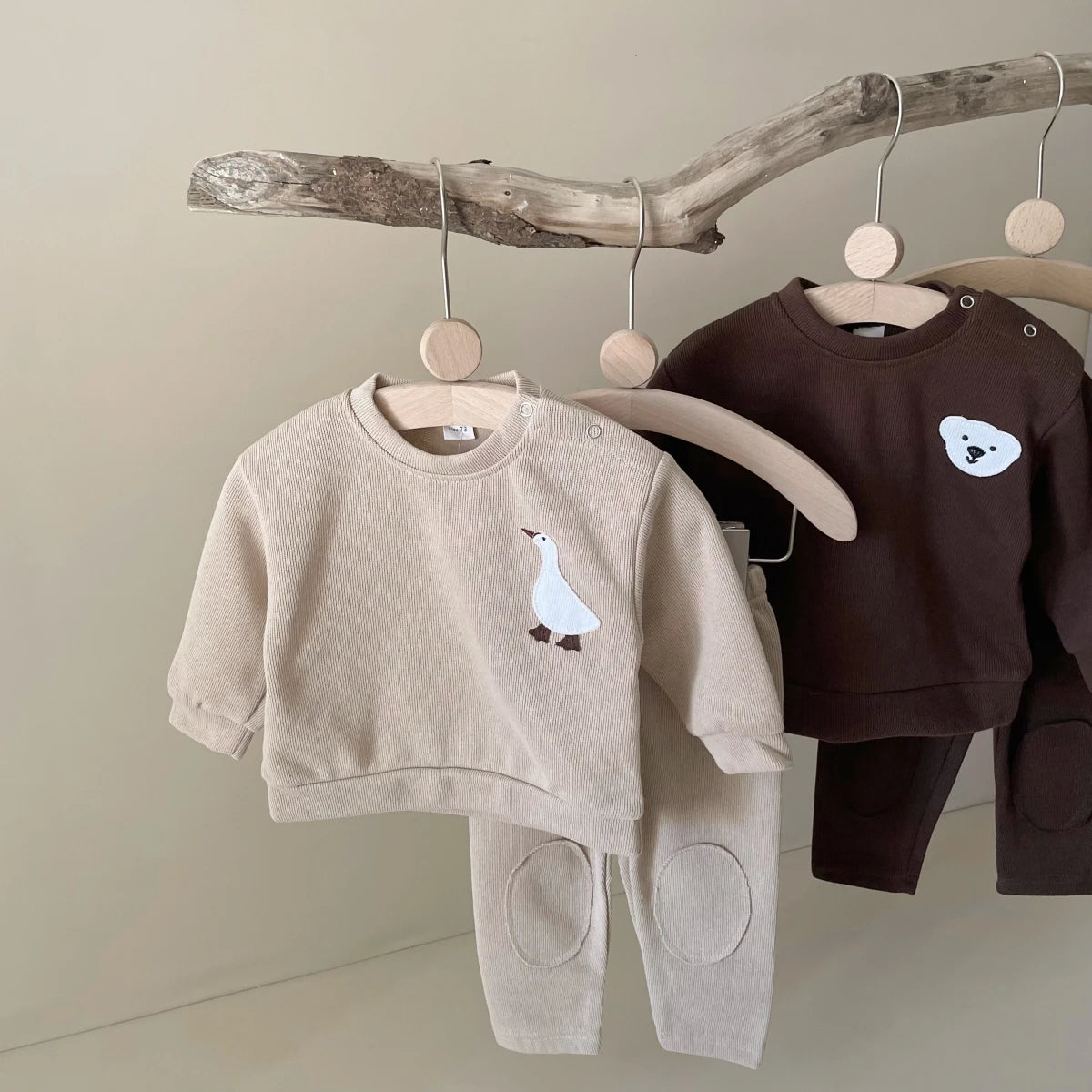 Goose & Bear Pattern Cotton Outfit Set