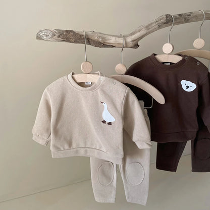 Goose & Bear Pattern Cotton Outfit Set