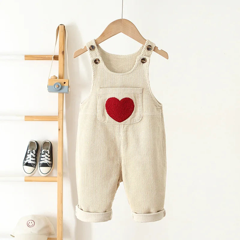 Toddler Sunitted Corduroy Suspenders with Hearts