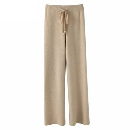 Autumn and Winter New High-waisted Loose Wool Knitted Wide-leg Trousers