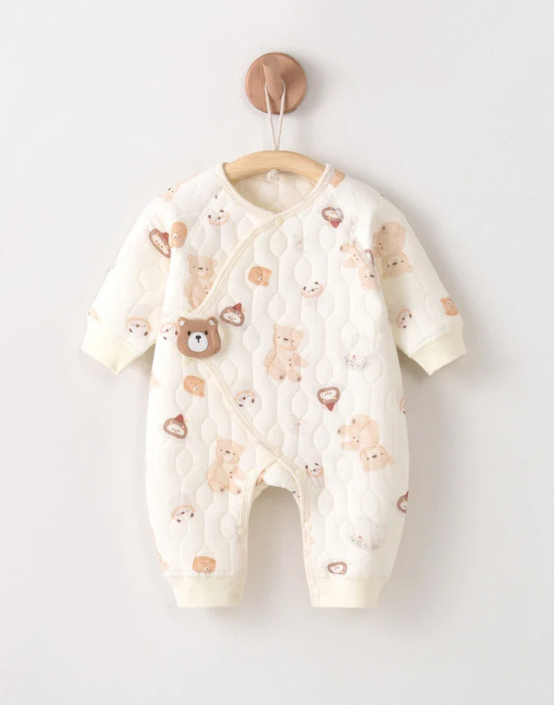 Grenouillère pour bébé avec imprimé ours en boucle et motif thé de l'après-midi 