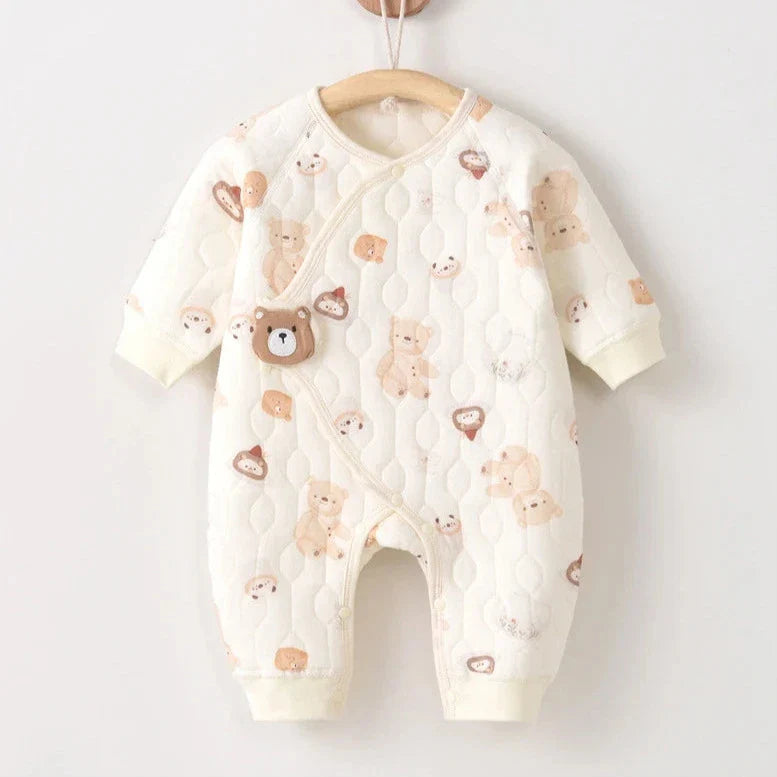 Grenouillère pour bébé avec imprimé ours en boucle et motif thé de l'après-midi 