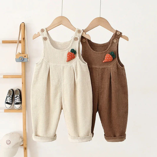 Kids Overalls Corduroy Jumpsuits with Carrot