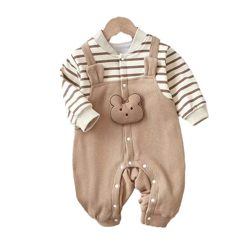 Baby Jumpsuits Thick Lining Waffle Bear