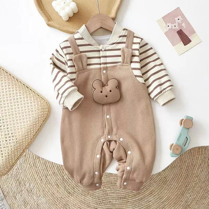 Baby Jumpsuits Thick Lining Waffle Bear