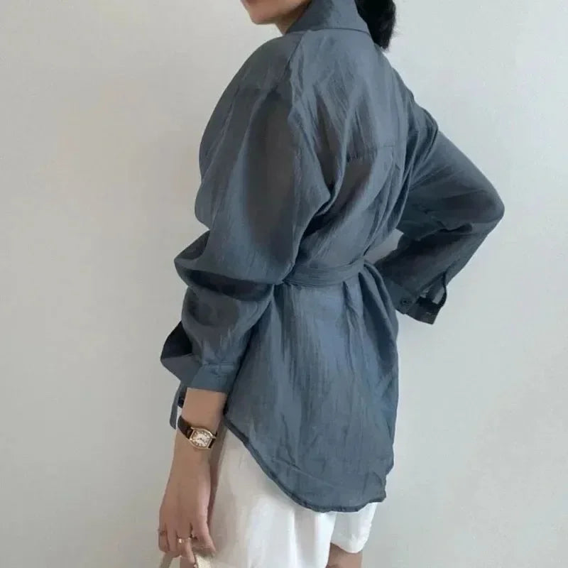 Long Sleeve Solid Loose Blouse