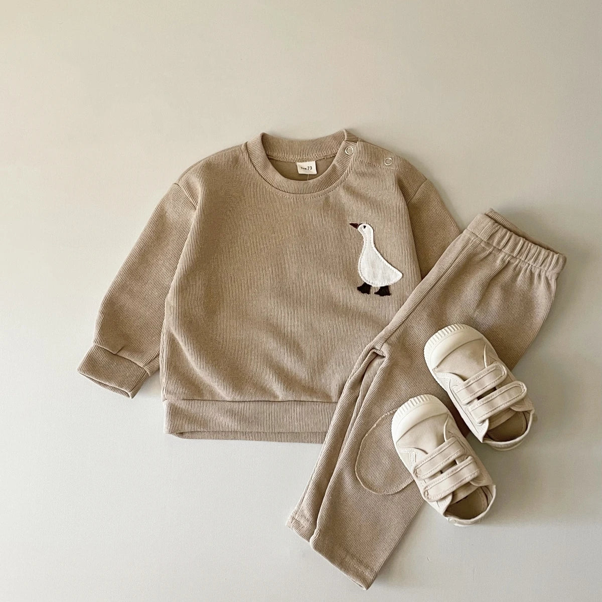 Goose & Bear Pattern Cotton Outfit Set