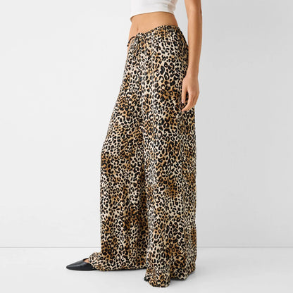 Leopard Print Wide-leg Pants