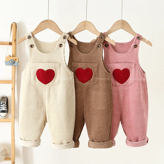 Toddler Sunitted Corduroy Suspenders with Hearts