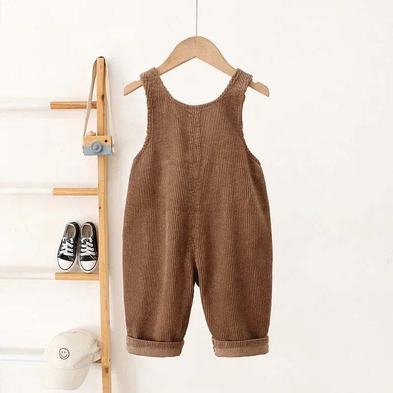 Kids Overalls Corduroy Jumpsuits with Carrot