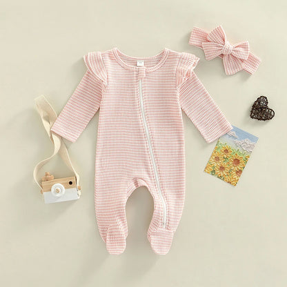 Baby Girl Ruffle Romper with Headband