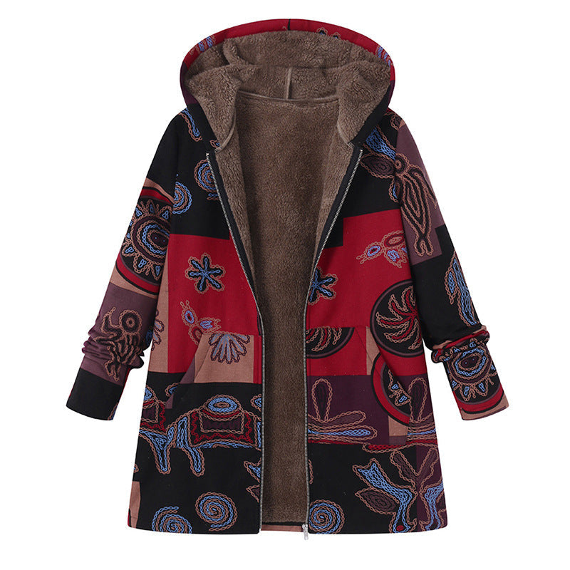 Kayla Vintage Printed Fleece Jacket