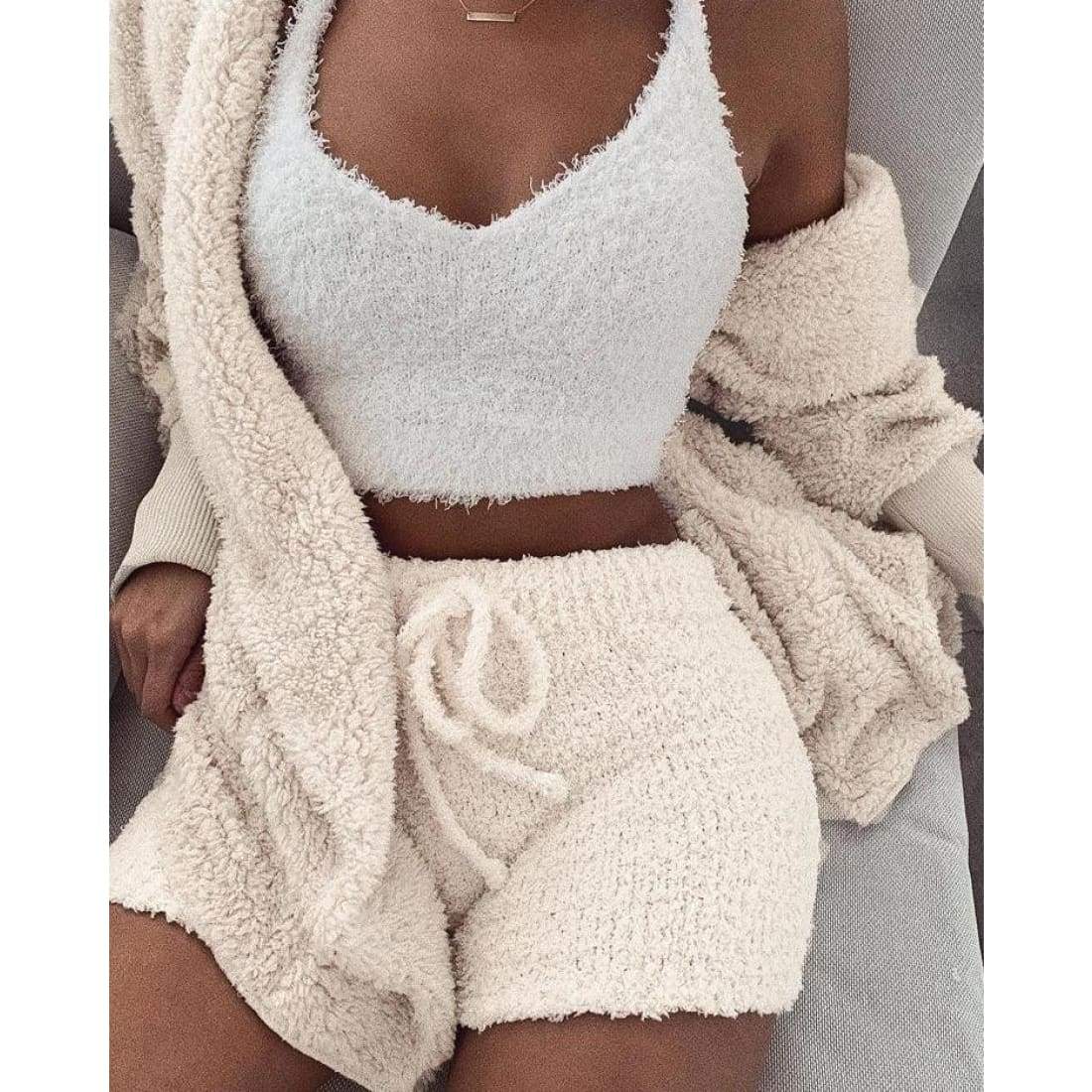 Cozy Knitted Set Cardigan and Shorts