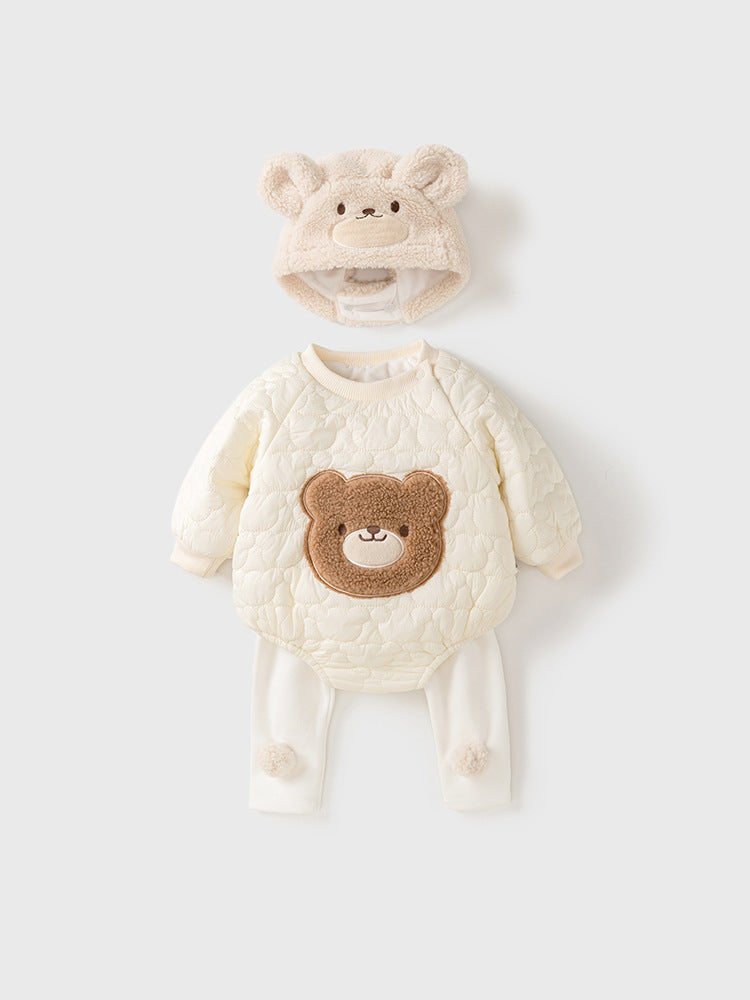 Bear 3 Piece Winter Set (Romper, Leggings, Hat)