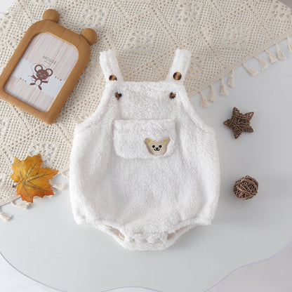 Fluff Bear Pattern Solid Color Onesies