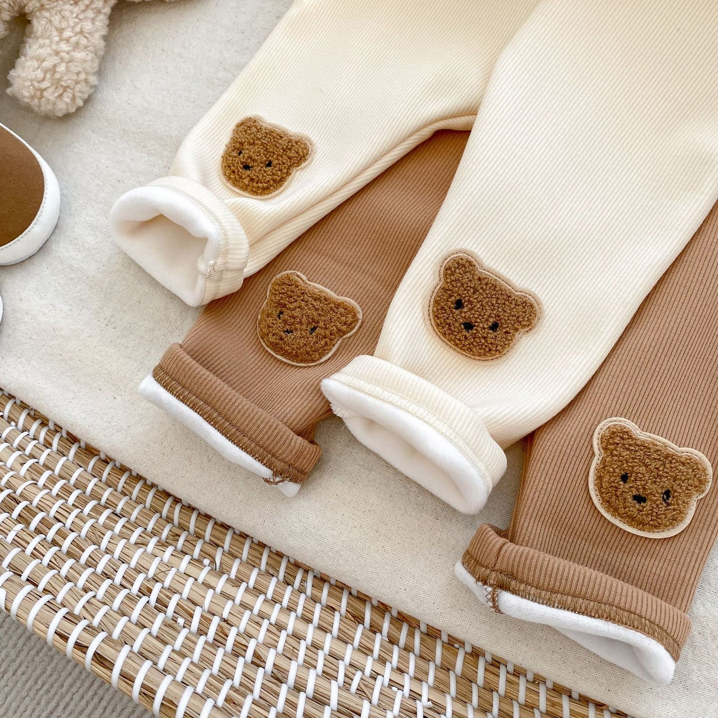 Little Bear Thickened Ribbed Joggers