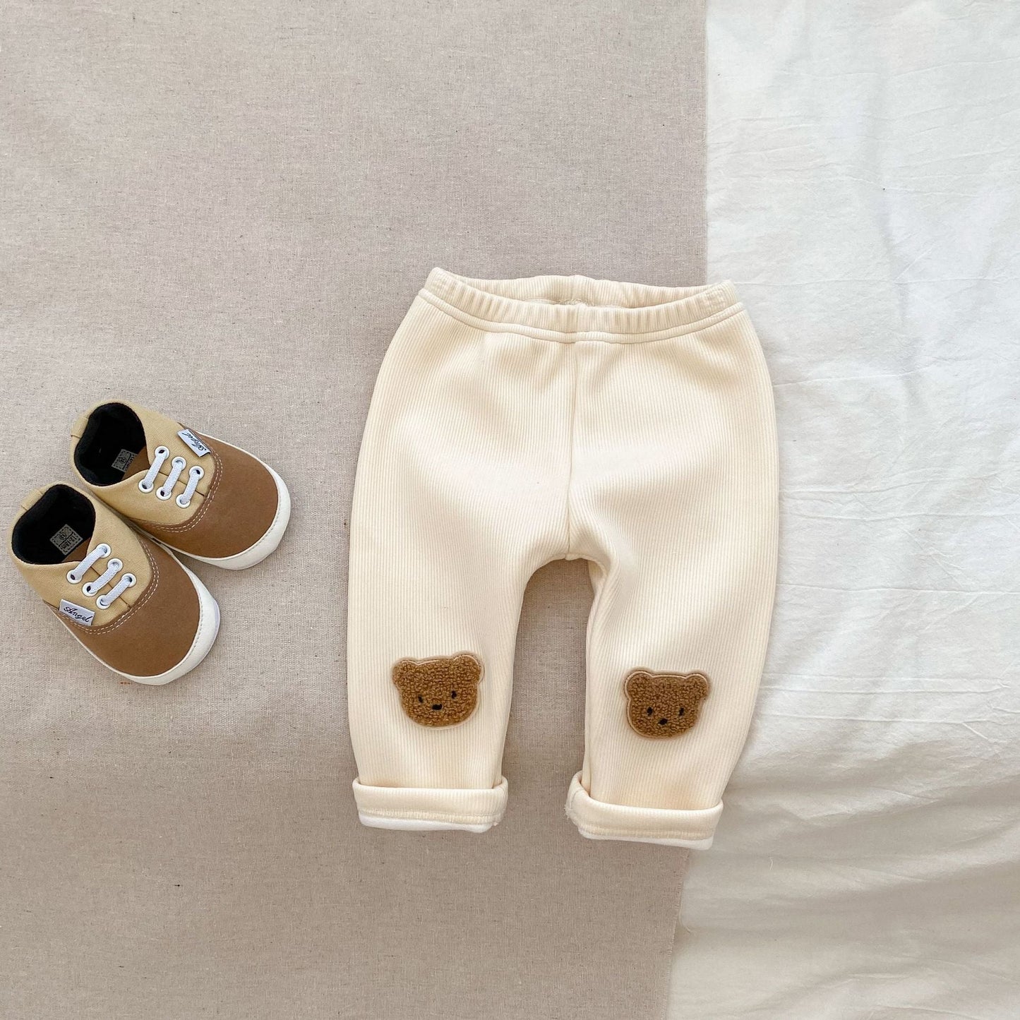 Little Bear Thickened Ribbed Joggers